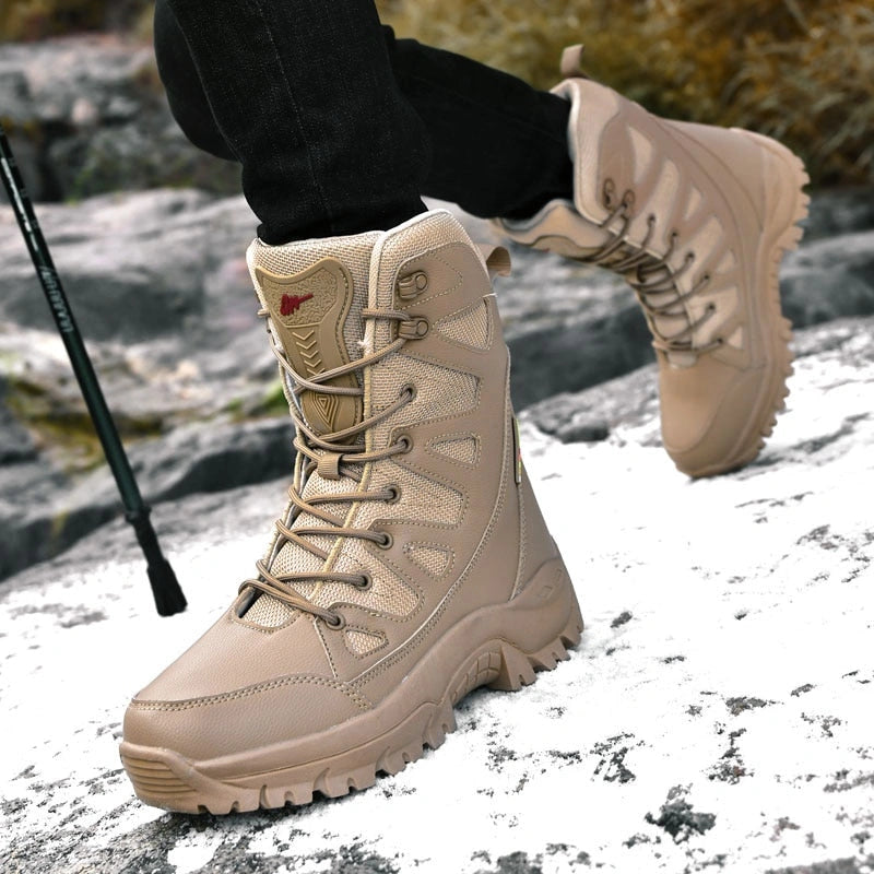 Bottes Tactiques de trekking impermeables et antiderapantes - unisexe marron