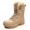 Bottes Tactiques de trekking impermeables et antiderapantes - unisexe marron avec fourrure