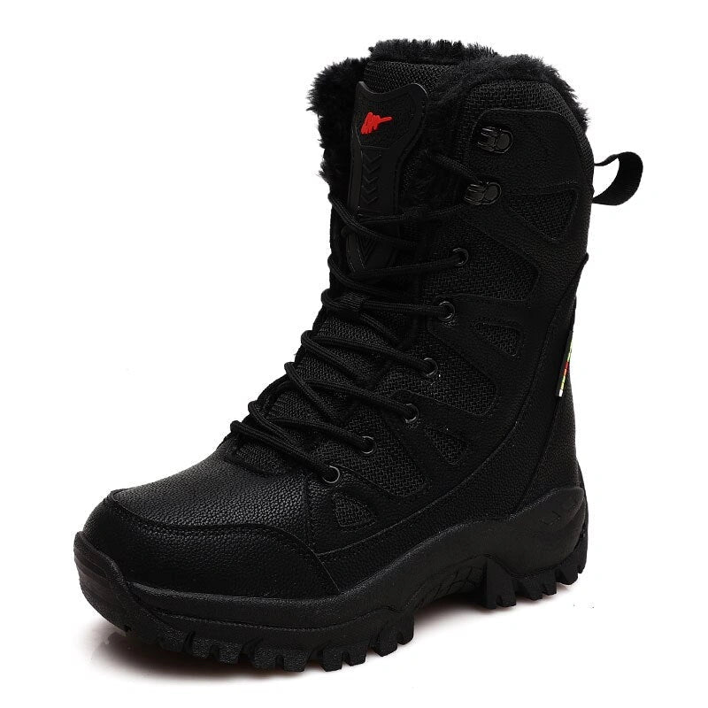 Bottes Tactiques de trekking impermeables et antiderapantes - unisexe noir avec fourrure