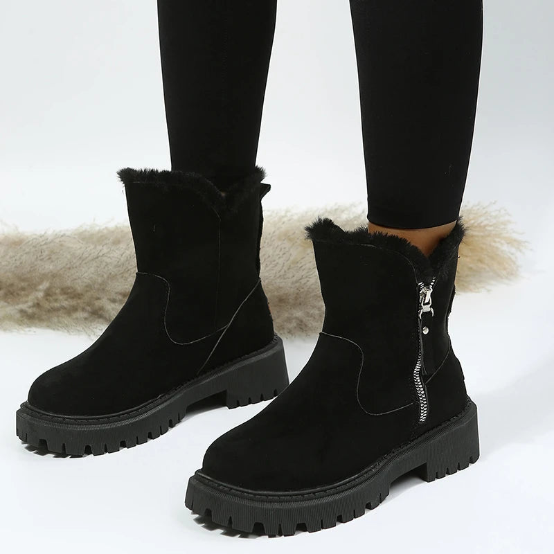 Bottes dHiver Confortables avec Doublure Chaude noir1