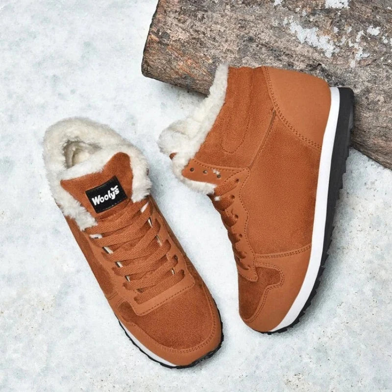 Bottes d'hiver avec fourrure chaude et semelle antidérapante-marron1