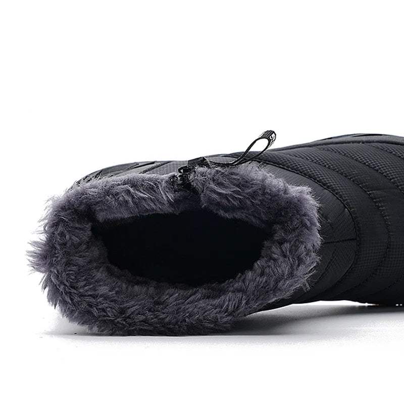 Bottes de Neige Unisexe Imperméables et Chaudes en Peluche-noir2