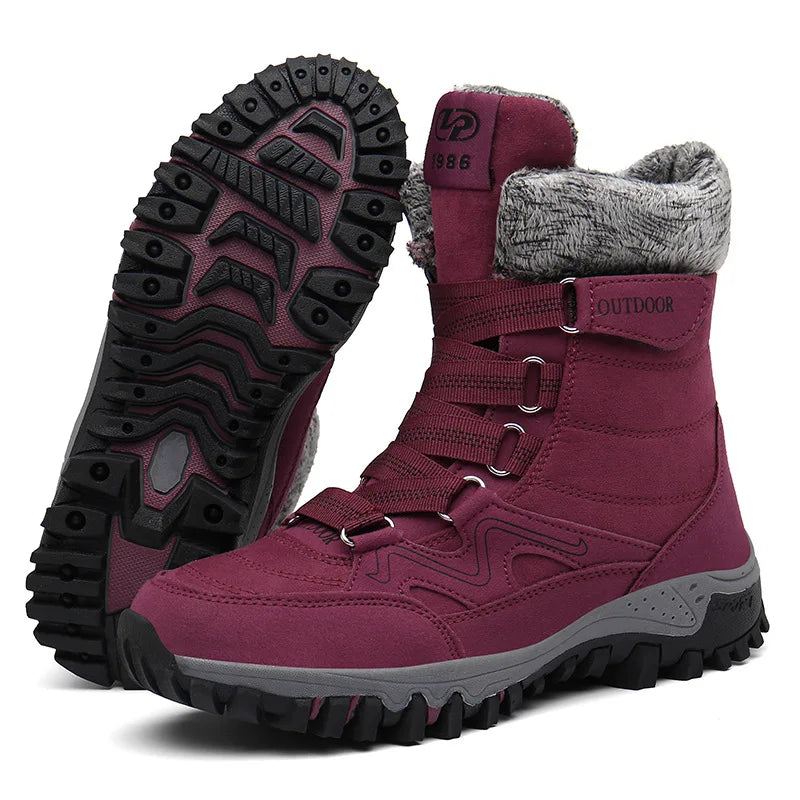 Bottes de Randonnee dHiver Chaudes & Impermeables rouge