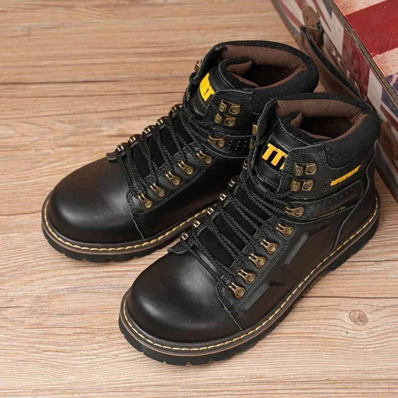Bottes de Securite en Cuir Confortables et Anti-Ecrasement - Unisexe noir