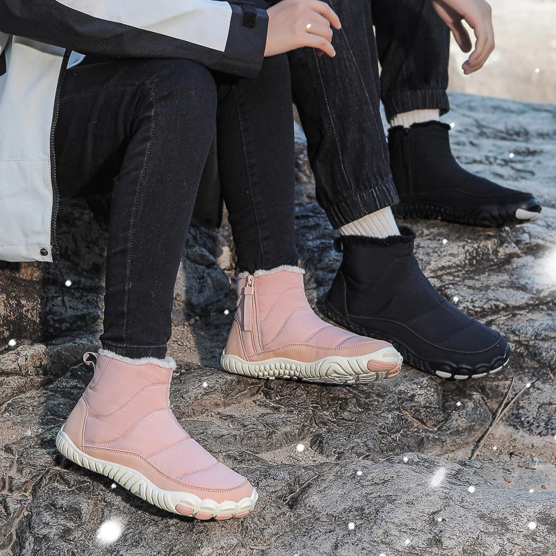 Bottines dHiver Pied nus Confortables et Antiderapante - Unisexe rose et noir