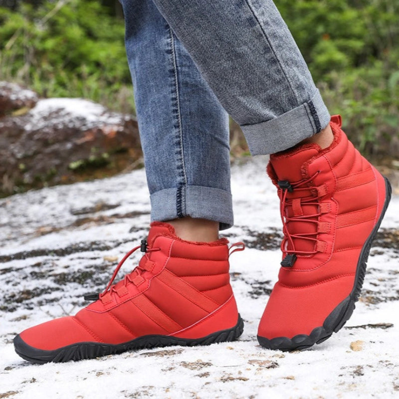 Bottines dHiver Pieds Nus Legeres et Antiderapante - Unisexe rouge1