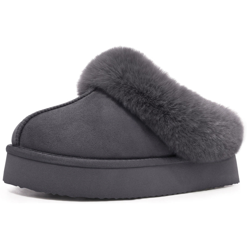  Chaussons d'Hiver Chaudes Fourrees gris