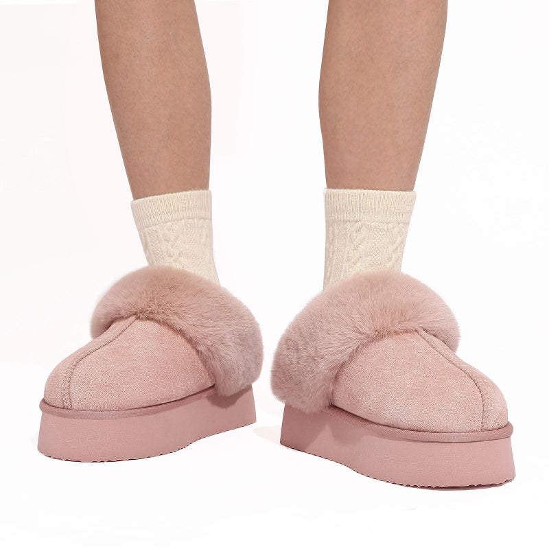  Chaussons d'Hiver Chaudes Fourrees rose2