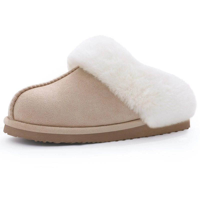 Pantoufles d'Hiver en Daim et Doublées de Fourrure - Unisexe kaki