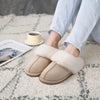 Pantoufles d'Hiver en Daim et Doublées de Fourrure - Unisexe kaki1