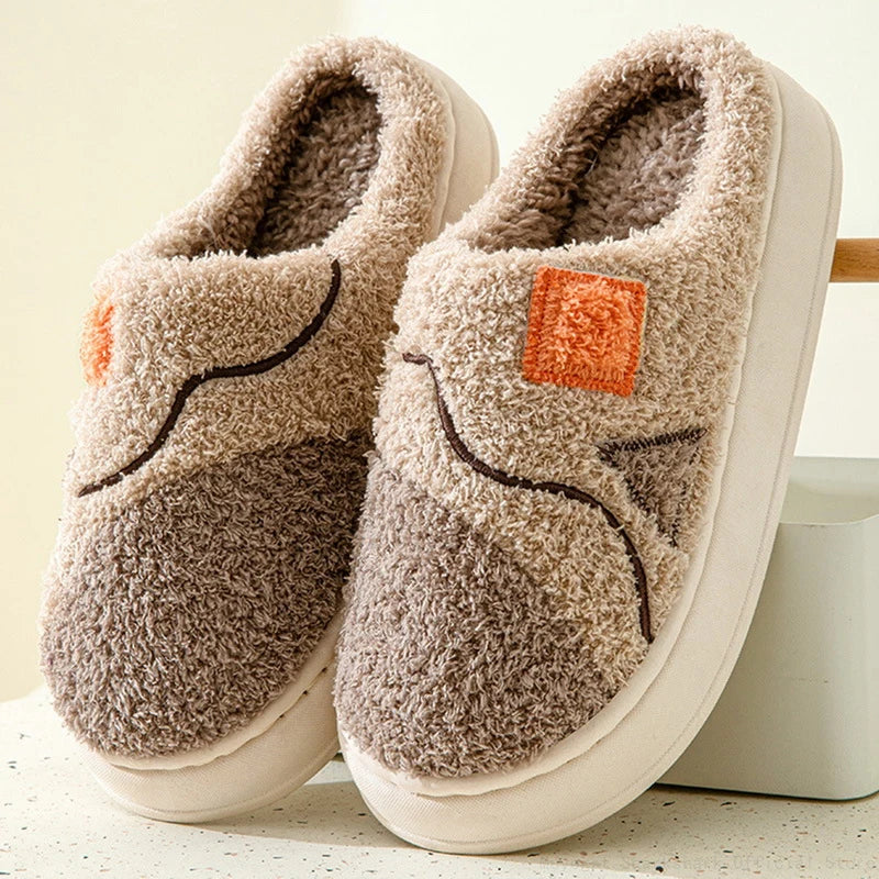 Pantoufles dhiver Douces et Confortables en Peluche – Unisexe marron 