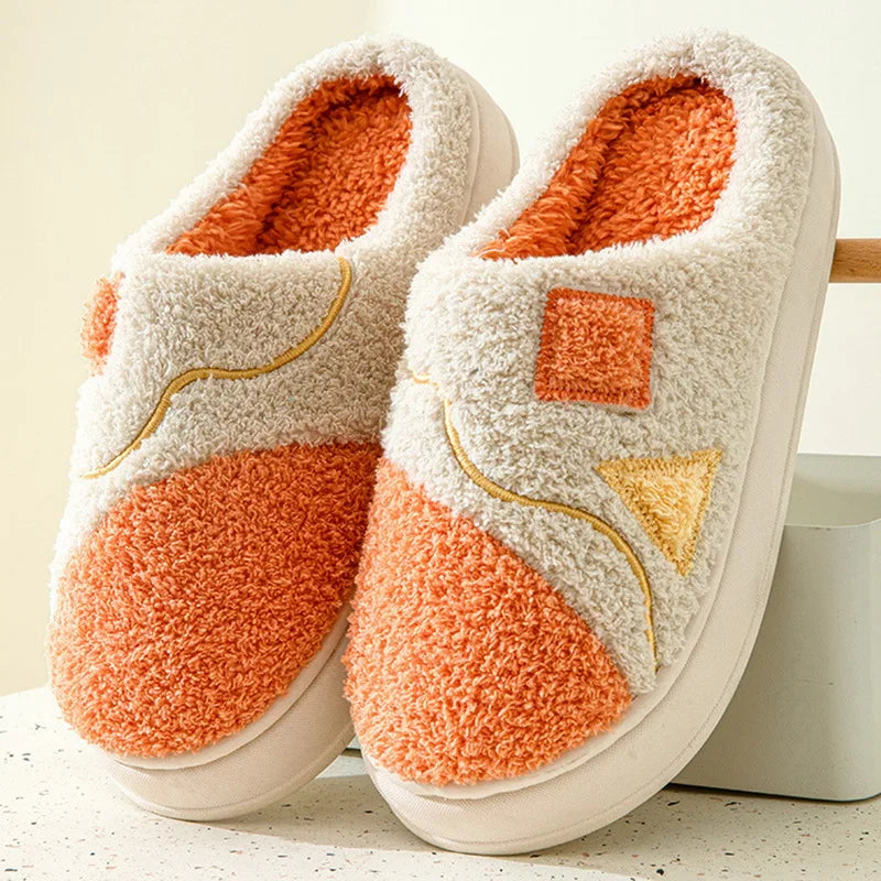 Pantoufles dhiver Douces et Confortables en Peluche – Unisexe orange