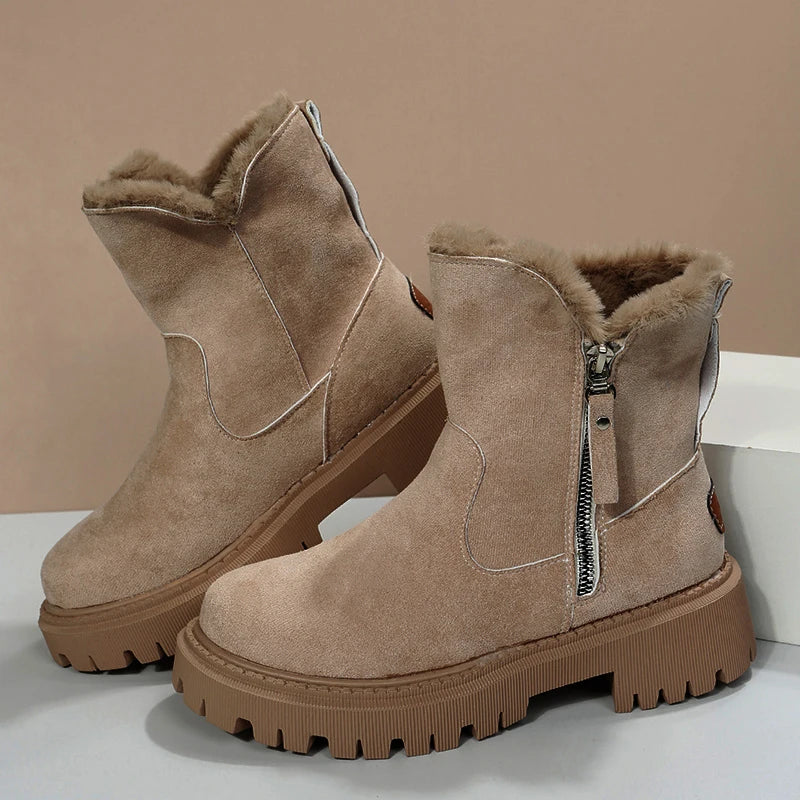 Women's Plush Lined Side Zip Winter Boots