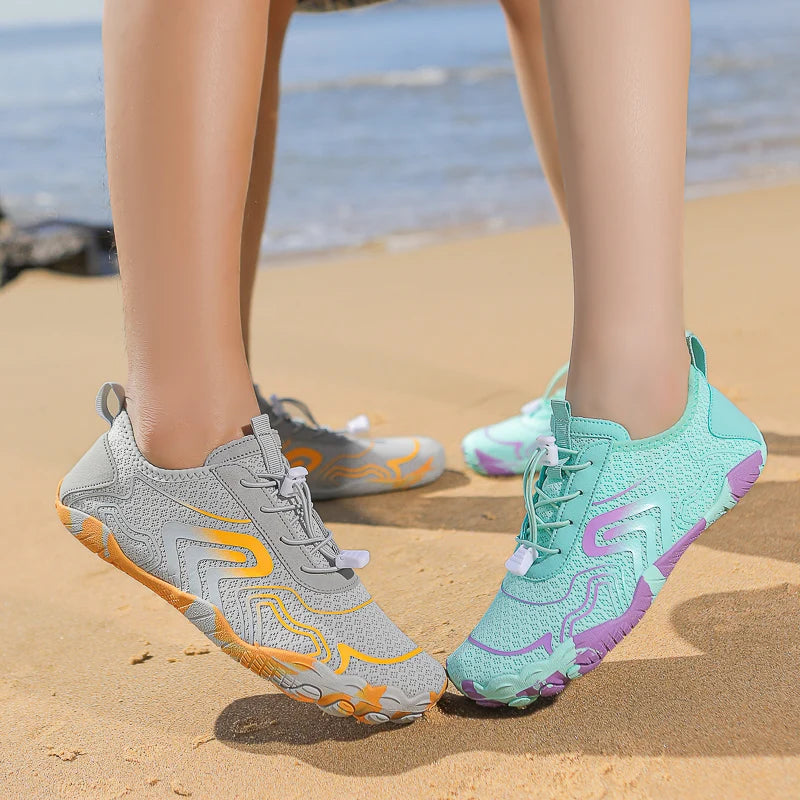 baskets-aquatiques-a-pieds-nus-flexibles-respirantes-unisexe gris & vert