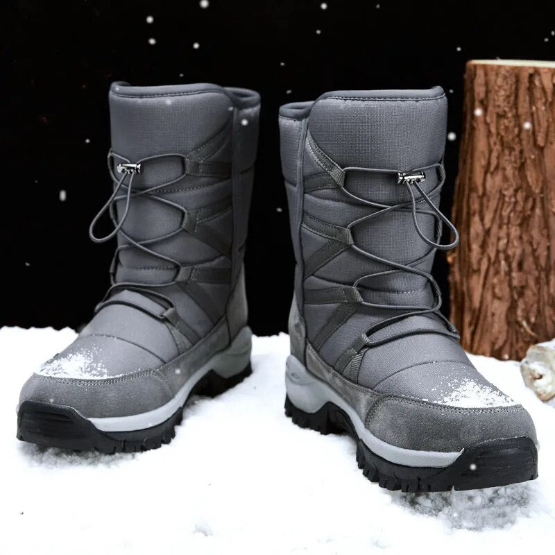 Bottes hautes de neige chaudes en peluche pour Hommes